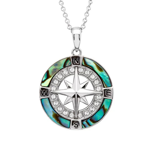 Sterling Silver Abalone Compass Pendant