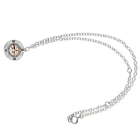 Sterling Silver and Rose Gold Crystal Compass Anklet