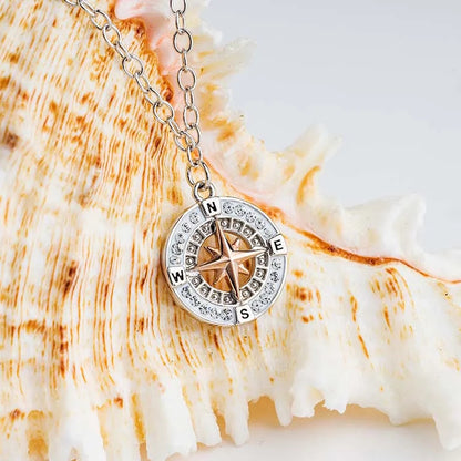 Sterling Silver and Rose Gold Crystal Compass Anklet