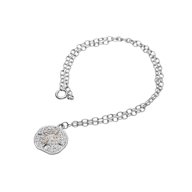 Sterling Silver Crystal Sand Dollar Anklet