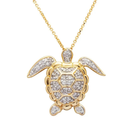 14ct Gold Diamond Turtle Pendant