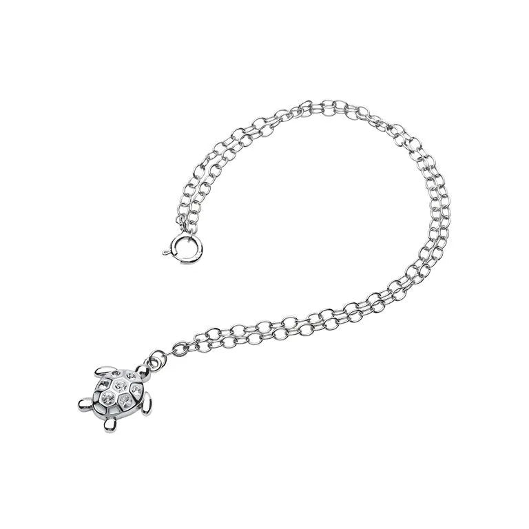 Sterling Silver Crystal Turtle Anklet