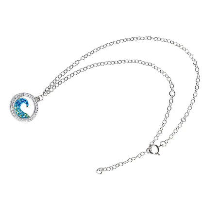 Sterling Silver Crystal Wave Anklet