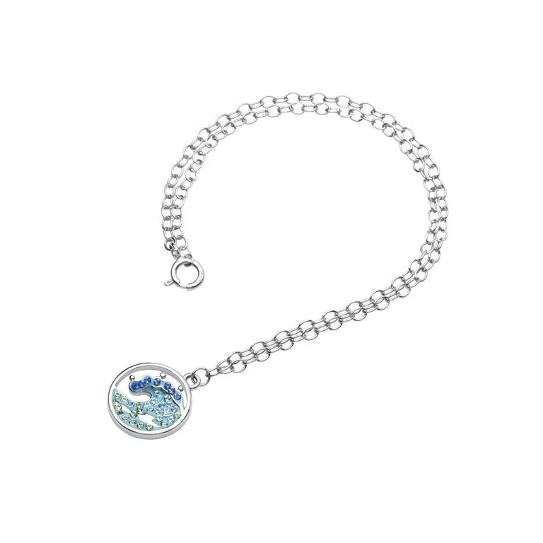 Sterling Silver Crystal Waves Anklet