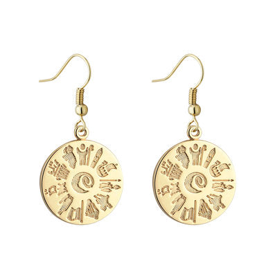 14ct Yellow Gold History Of Ireland Drop Earrings