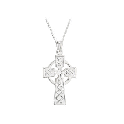 Mens white gold deals celtic cross necklace